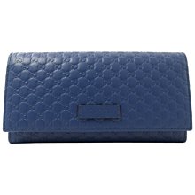 【茱麗葉精品】全新精品 GUCCI 449396 Gutchishima 牛皮壓紋扣式長夾.寶藍 現貨