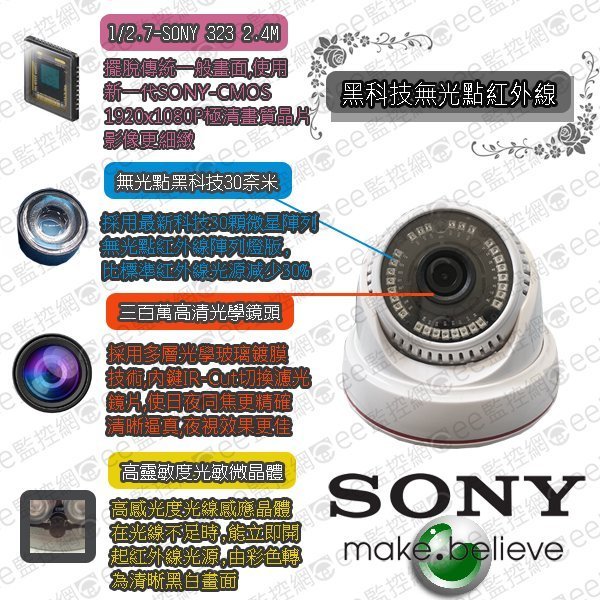 含稅 監視器 1080P 攝影機 不可見光 AHD 1/2.7”SONY323頂規晶片黑科技30奈米陣列無紅光【ee監控網】