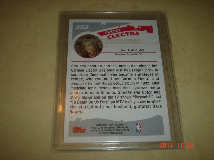 美國職籃 NBA Actress Carmen Electra 2005 Topps #252 球員卡 新人卡