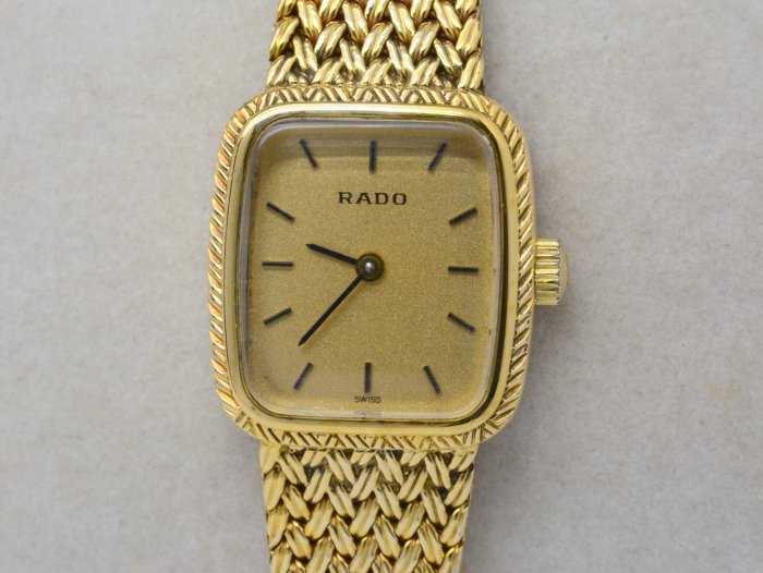 《寶萊精品》RADO 雷達金黃方型手動女子錶