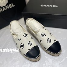 《真愛名牌精品》CHANEL G38628 黑色皮革搭配白色皮革 logo 鉛筆鞋 37號*全新**202769代購