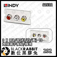 數位黑膠兔【 LINDY 林帝 60532 3 X RCA/母(紅/白/黃) TO 焊接端子模組/模塊 】