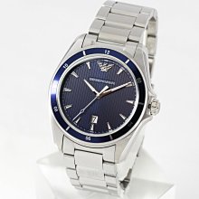 現貨 可自取 EMPORIO ARMANI AR11100 亞曼尼 手錶 44mm 藍面盤 大三針 鋼帶 男錶女錶