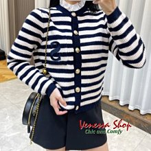 VENESSA~ 法單 SD 新款 法式小眾 撞色條紋 女の羊毛混紡長袖針織開衫小外套 (P1548)