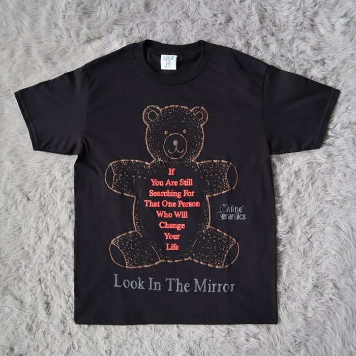 亞軒潮店 現貨潮款online ceramics look in the mirror tee 小熊立體印花短袖T恤 滿千免運