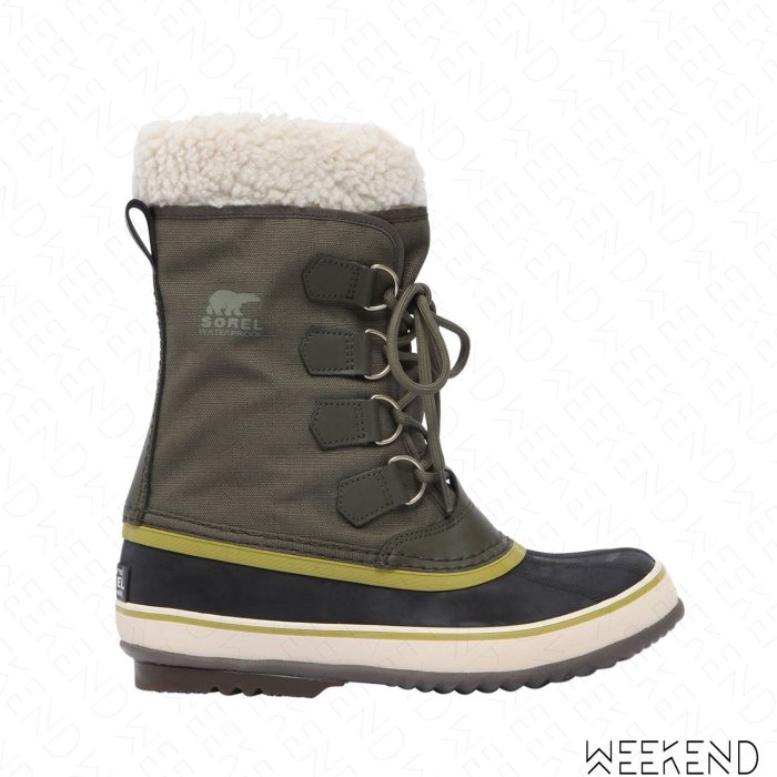 【WEEKEND】 SOREL Winter Carnival Nylon 尼龍 防水 靴子 雪靴 女靴 軍綠色