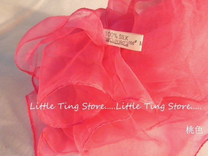 Little Ting Store:100%SILK桑蠶絲手工絲素面絲巾長巾手工絲巾圍巾披肩絲巾黑/桃/橘(多色系-D)