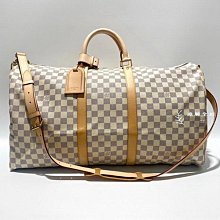 B4954 LV 白棋盤格Keepall55旅行袋/N41429(遠麗精品 台北店)