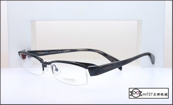 【mi727久必大眼鏡】日本設計名框～KIO YAMATO 純鈦光學金屬半框眼鏡(紋路黑)