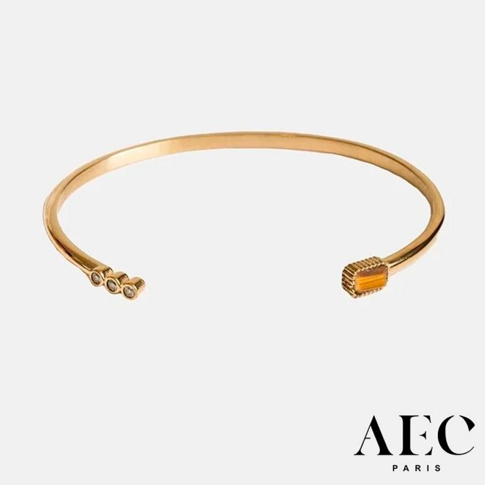 AEC PARIS 巴黎品牌 白鑽虎眼石手環 可調式簡約金手環 BANGLE NARIA