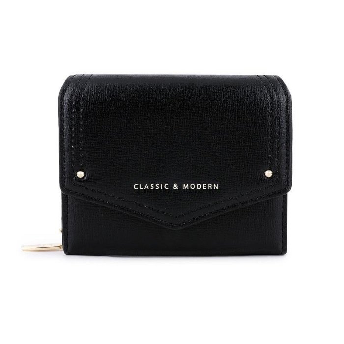 新品多卡位韓版素色短夾包女士 短版摺疊卡包錢包purse（滿599元）