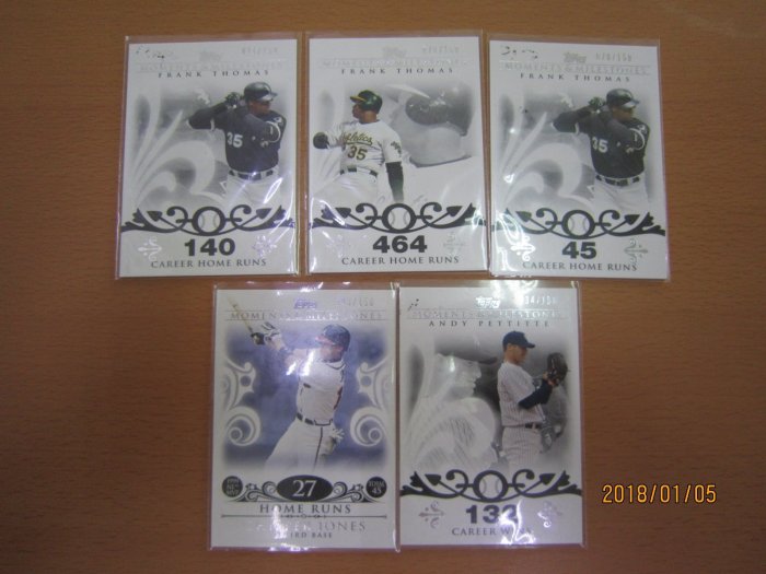 網拍讀賣~Frank Thomas/ Andy Pettitte/ Chipper Jones~限量卡/150~5張