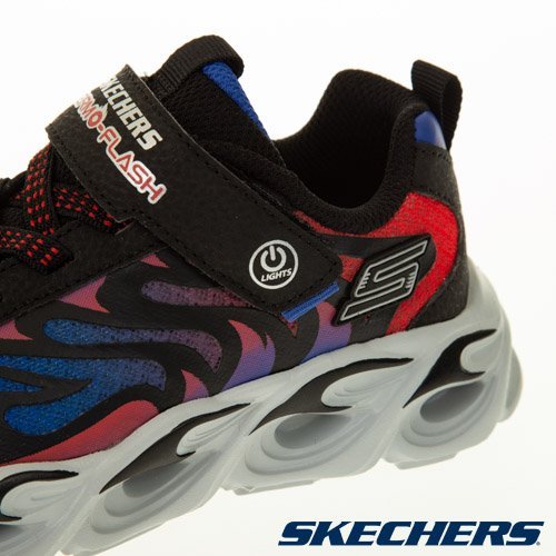 【鞋印良品】SKECHERS 男中大童運動鞋 THERMO-FLASH 炫彩燈鞋 有開關 400106LBKRB 黑藍紅