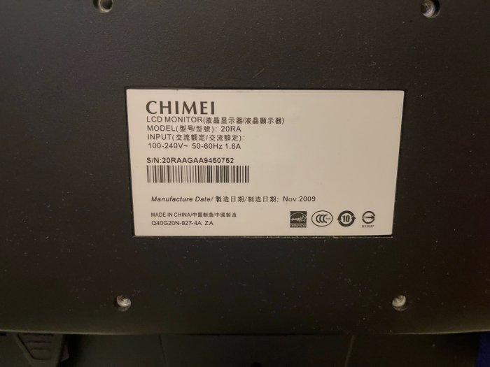 奇美CHIMEI 20吋寬液晶顯示器 20RA/內建喇叭