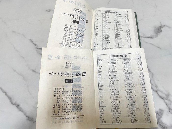 「WEI」 二手書籍 泛黃 劃記 早期【六法全書 刑法 訴訟法】