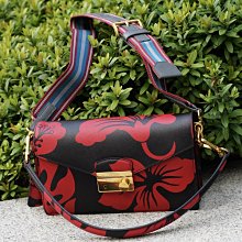 Prada BN924P Floral Print Saffiano Sound Bag 花繪肩背包 附斜背帶 紅 現貨