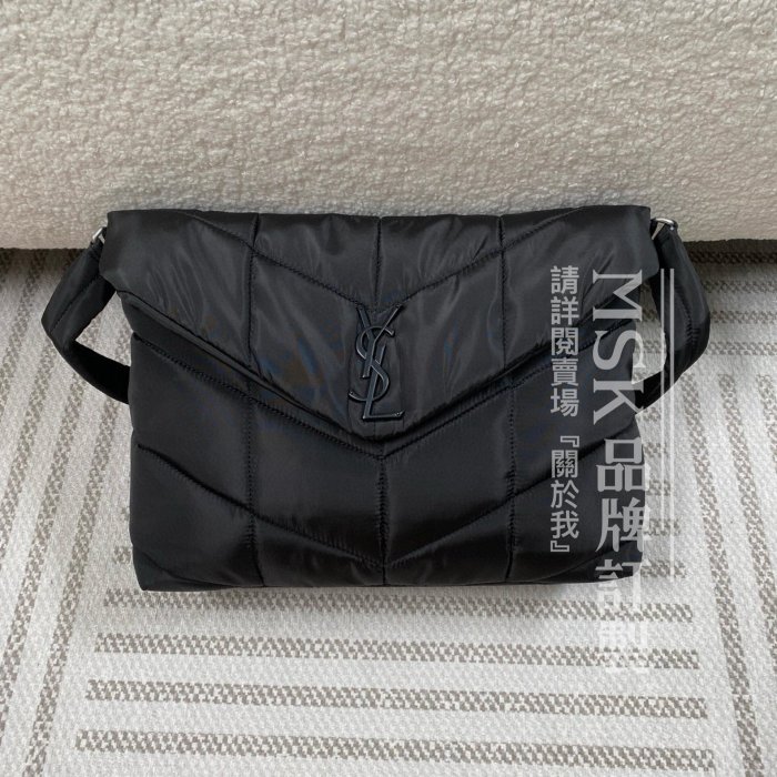 YSL All Black 尼龍款布包 Ysl | Puffer 尼龍郵差包  尺寸34*27*12