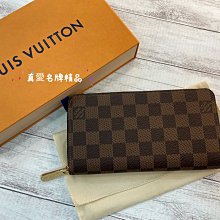 《真愛名牌精品》LV N60046 棋盤格 拉鍊 多層長夾 內裡芭蕾粉色 *全新*代購