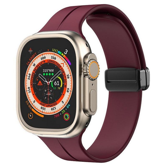 適用applewatch Ultra8 49表帶蘋果手表帶純色磁吸凹槽折疊扣表帶蘋果手錶保護殼 Applewatch保護殼 智能手錶保護殼