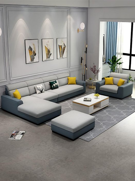 沙發 科技布沙發2023新款小戶型客廳現代簡約三人北歐免洗防水布藝沙發~定金-有意請咨詢