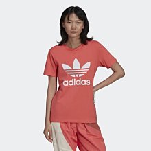 南◇2022 4月 adidas ADICOLOR 短袖上衣 短版 女款 三葉草 大LOGO 橘紅 HE6871