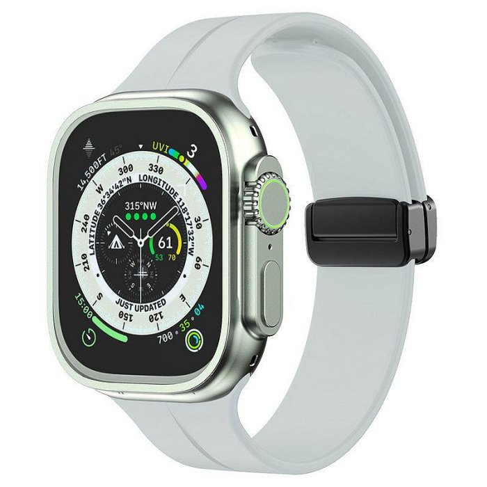 適用applewatch Ultra8 49表帶蘋果手表帶純色磁吸凹槽折疊扣表帶蘋果手錶保護殼 Applewatch保護殼 智能手錶保護殼