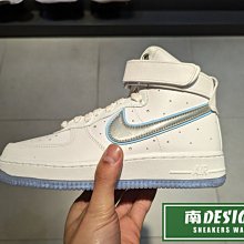 南🔥2023 3月NIKE AIR FORCE 1 HI 高筒 魔鬼氈 休閒 女款 白銀 FB1865-101