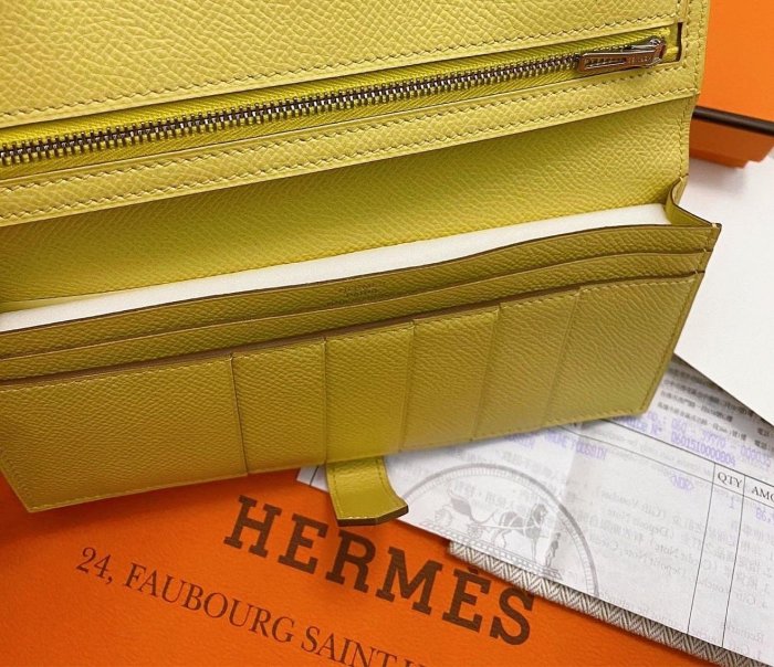 限時降價❤️ 近全新 台灣購證 Hermes Bearn Wallet 愛瑪仕 小雞黃 招財黃 長夾