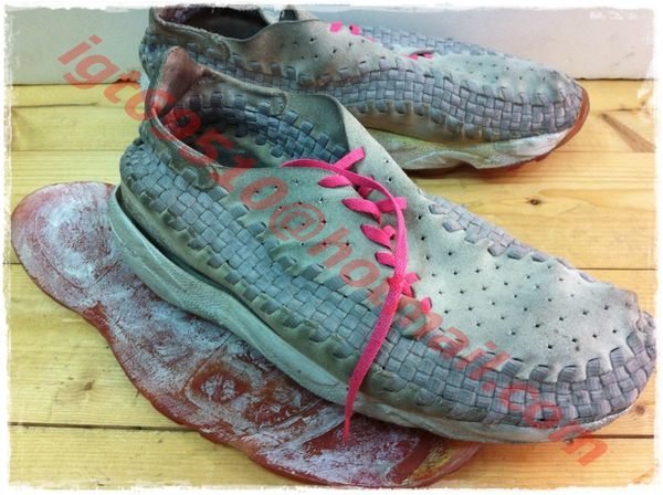 Nike Air Footscape Woven Chukka 灰粉紅 灰色 麂皮 編織鞋 側綁  藤原浩 陳冠希潮鞋三層重拆重黏