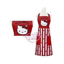 ♥小花花日本精品♥ Hello Kitty 紅色 大臉 紅白條紋 成人 圍裙 工作服 工作衣 廚房圍裙 85402508