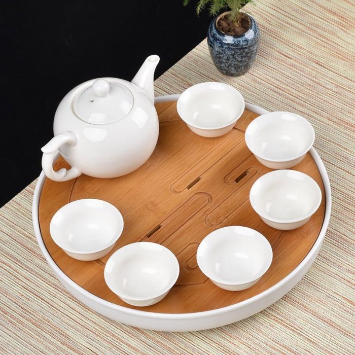 促銷打折 干泡盤功夫白瓷茶具簡約家用套裝蓋碗整套盤儲水盤茶杯*