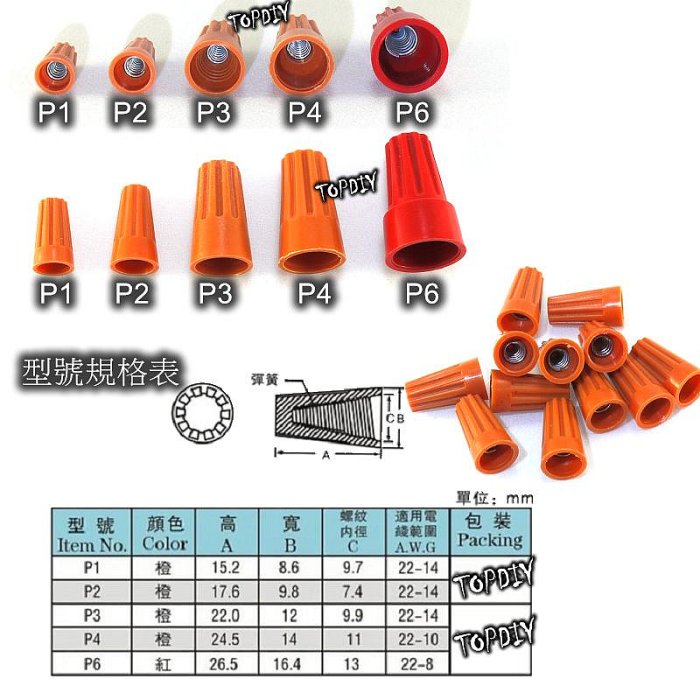 100個【TopDIY】C0104-P2 螺旋 端子 接頭 快接 連接 閉端子 端子 快速 配線 接線 接線端子 電燈