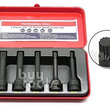 買工具-《專業級》氣動三分12角星型凸頭套筒,凸頭星型12角M5~M12*5pcs,12角內星型螺絲用,台灣製造「含稅」