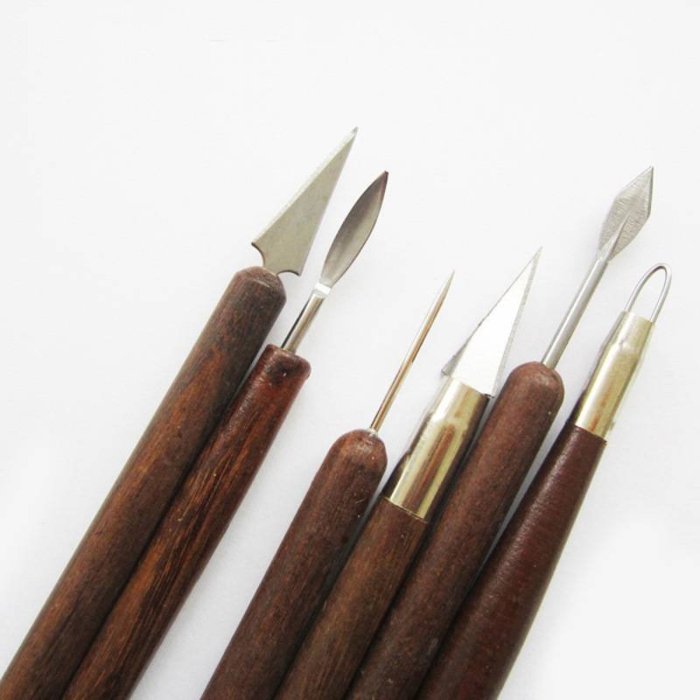 工具6件套裝 刮刀 木質柄雙頭塑型工具 塑型工具  🚀台灣出貨【小陶器手作素材】