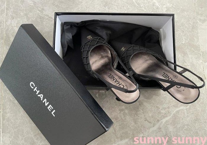 Chanel 香奈兒  小香高跟鞋女2021新款細跟涼鞋珍珠名媛女鞋C家淺口尖頭鞋- SUNNY