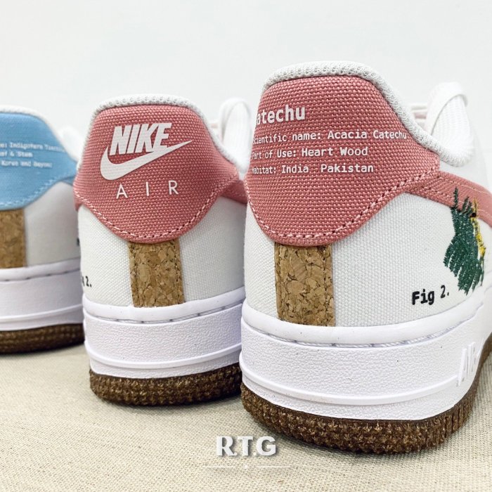 RTG】NIKE W AIR FORCE 1 再生刺繡葉子牛仔布粉勾CZ0269-101 100 藍勾