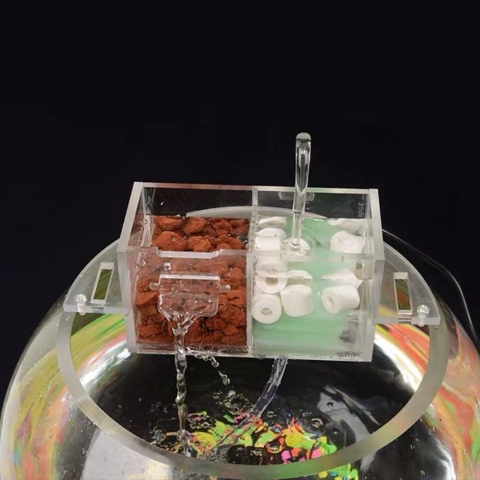 下殺-圓形魚缸過濾器玻璃外置凈化三合一過濾盒瀑布式過濾泵靜音凈水器