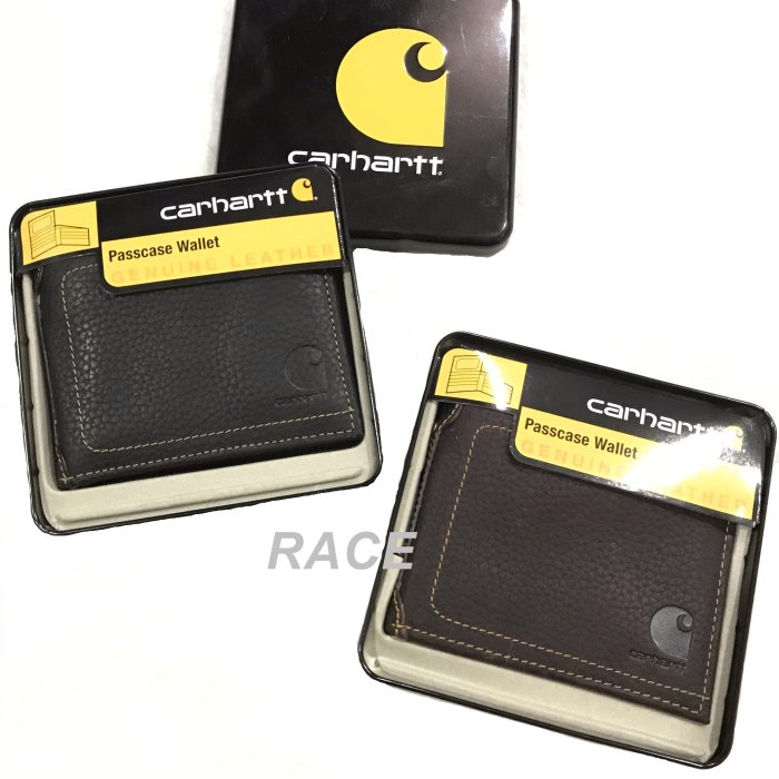 【RACE】CARHARTT PASSCASE WALLET 皮夾 短夾 錢包 拉鍊 皮革 工裝 卡哈 黑 咖啡