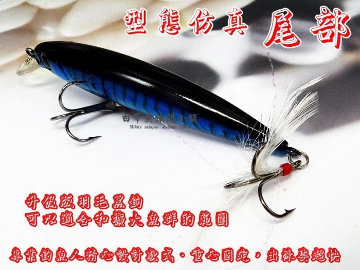 (訂單滿500超取免運費) 白帶魚休閒小鋪 AN-019-10 藍 米諾 浮水型 米諾 minnow 路亞 假餌 擬餌