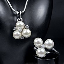 珍珠林~6MM珍珠墜子+戒指套組~日本最高級南洋硨磲貝珍珠 #174