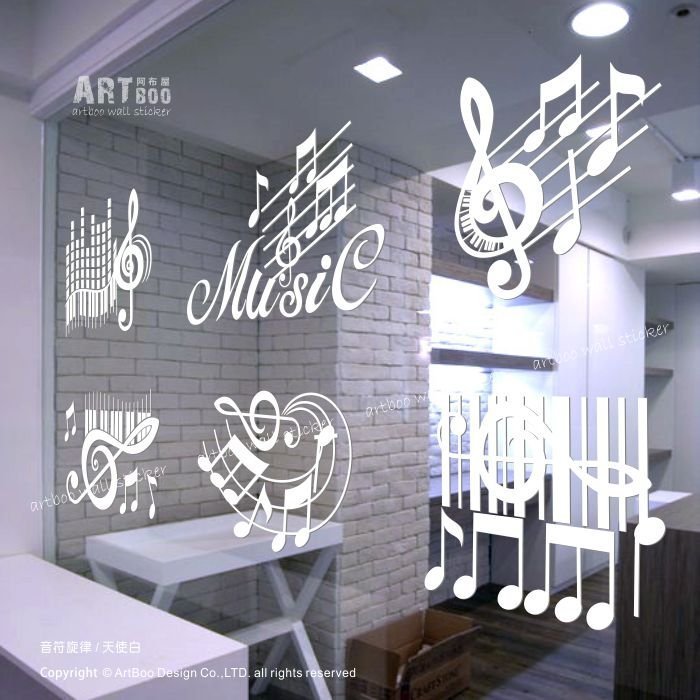 阿布屋壁貼》音符旋律-L‧窗貼 防水防曬店面櫥窗使用 音階 音符 音樂教室 愛樂人 MUSIC 免運.