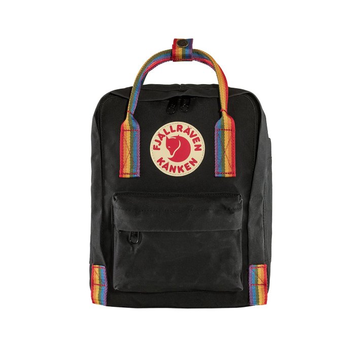 瑞典Fjallraven小狐狸北極狐Kanken Mini Rainbow彩虹黑色空肯包 書包 小背包 狐狸包 手提包