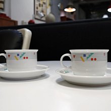 【覓得-一元起標】〔西德80年代咖啡杯一對〕老件 茶杯 摩登 太空風格 曼非斯 下午茶 舊貨收藏 70s