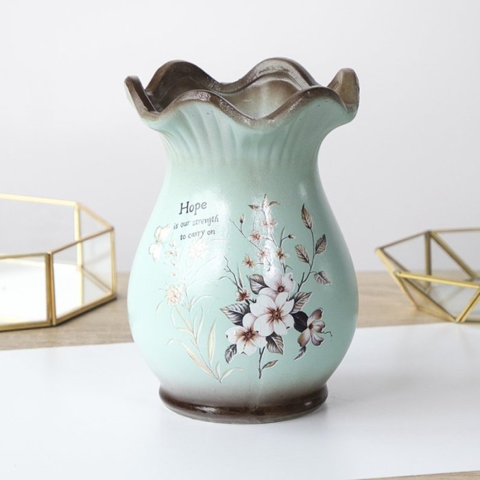 北歐陶瓷花瓶 歐式復古干花假花仿真花花盆小號創意現代簡約擺件