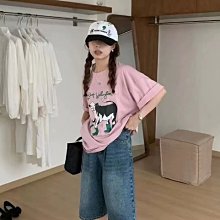 桃莉琪*moki*單品!!韓系趣味穿雨靴的乳牛短袖T-粉紫色現貨