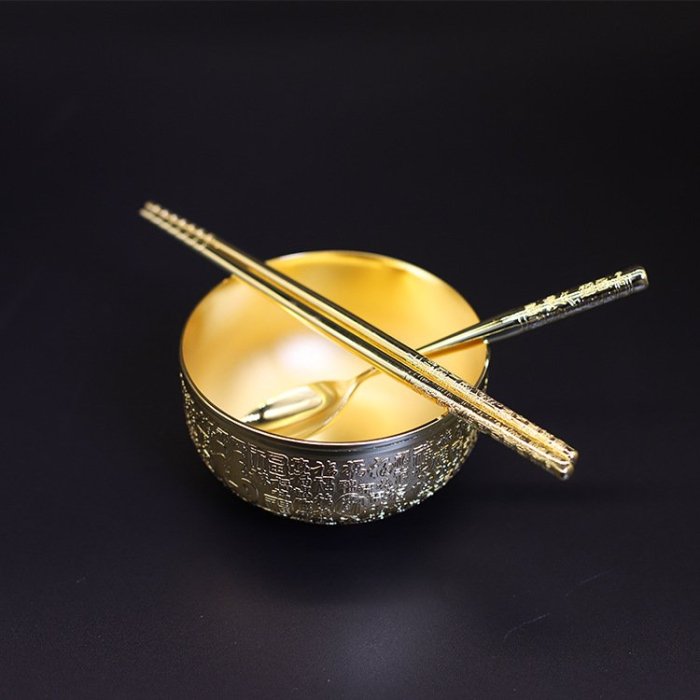 百福銀碗 三件套 金屬 合金筷 會銷禮品 拓客引流禮品 碗筷套裝