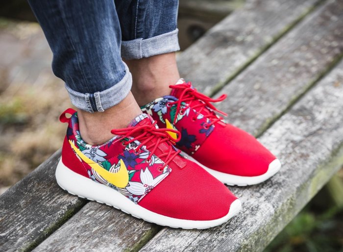 =CodE= NIKE WMNS ROSHE ONE PRINT 花卉網布慢跑鞋(紅黃) 599432-674 輕量 女