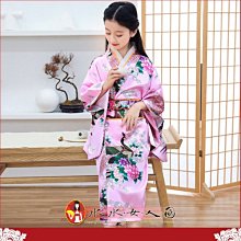 日式風情！日式小女孩和服，復古印花女童浴衣睡袍-孔雀(粉色)-水水女人國