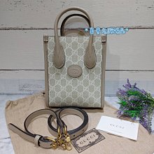 《真愛名牌精品》 GUCCI 671623 MINI TOTE 奶茶色 托特包  附揹帶  *全新*(63268)代購