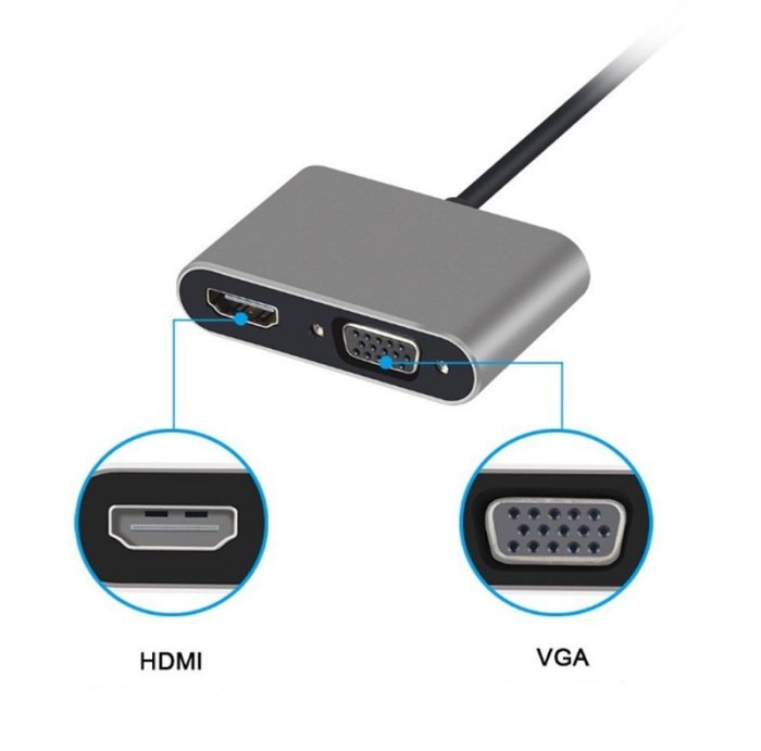 品名: USB3.1type-c視頻線，USB3.1 Type-c To HDMI母+VGA母頻轉接線 J-14166